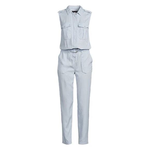 Etienne Marcel Sleeveless Romper Belted Utility One-Piece Light Blue Size M NWT - Picture 3 of 3